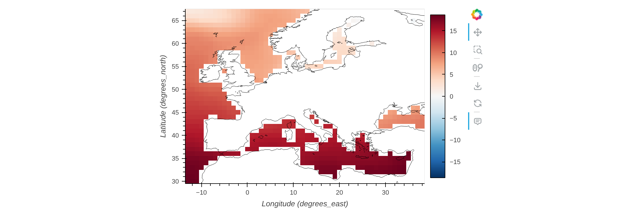 Sea surface temperature regridded to a regular lon/lat grid