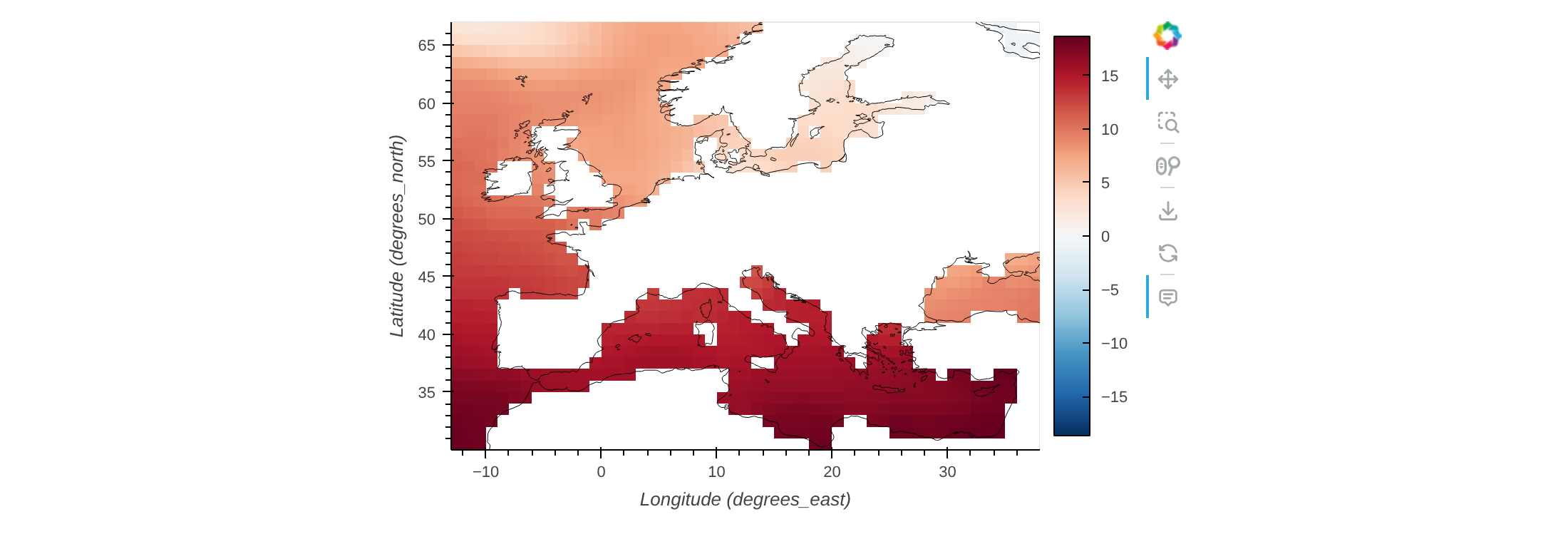 Spatial mean sea surface temperature over Europe
