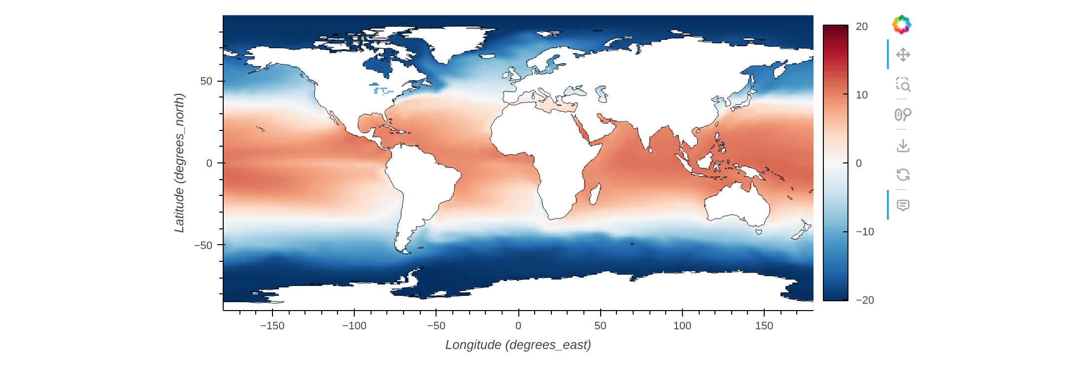 Temperature difference from the global mean